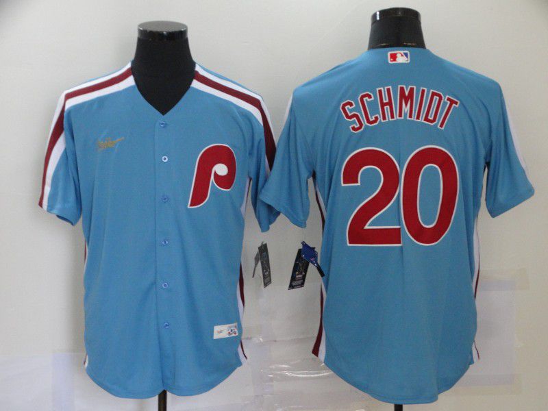 Men Montreal Expos #20 Schmidt Blue Throwback Game MLB Jerseys